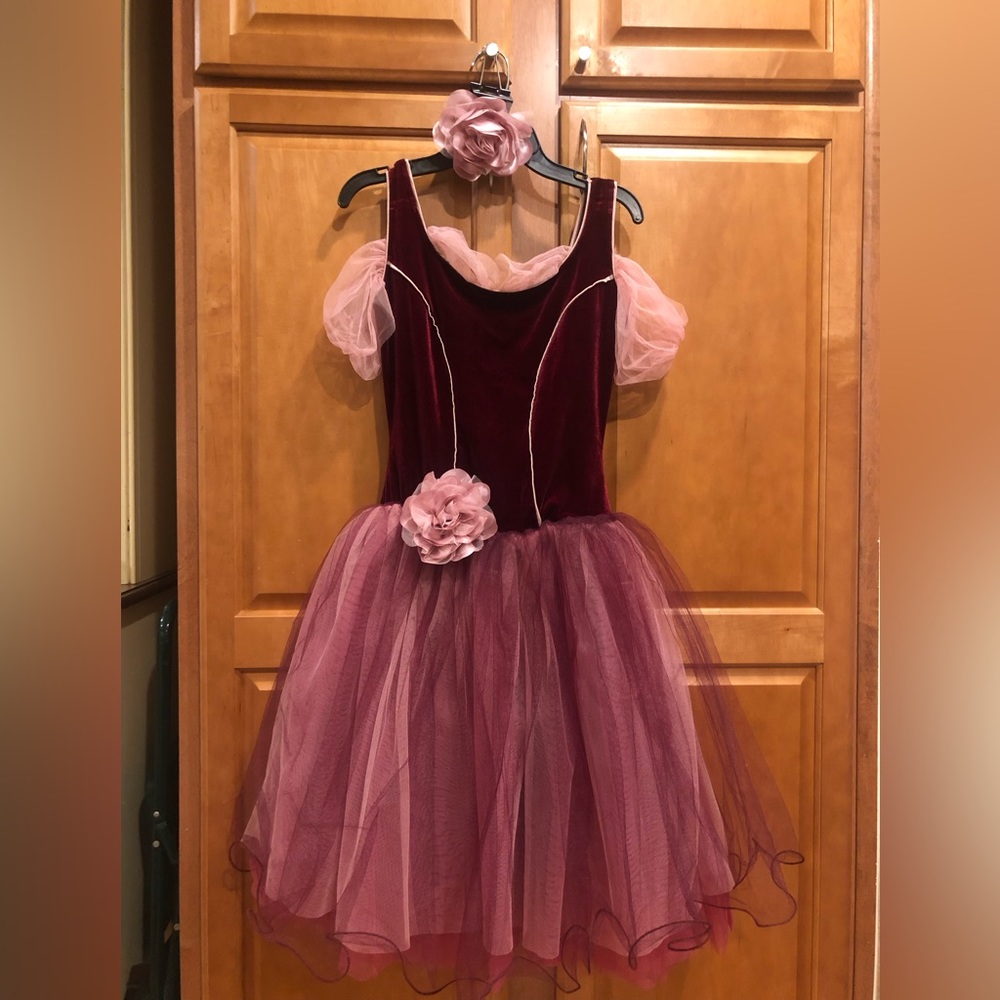 Ballet dance costume tutu dress, medium, burgundy